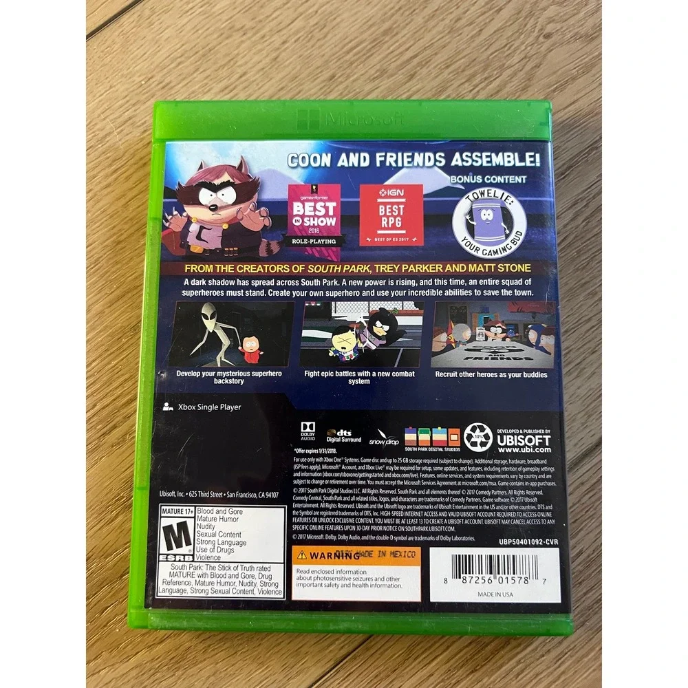 South Park The Fractured But Whole Xbox‎ One Video Game Complete Disc Case